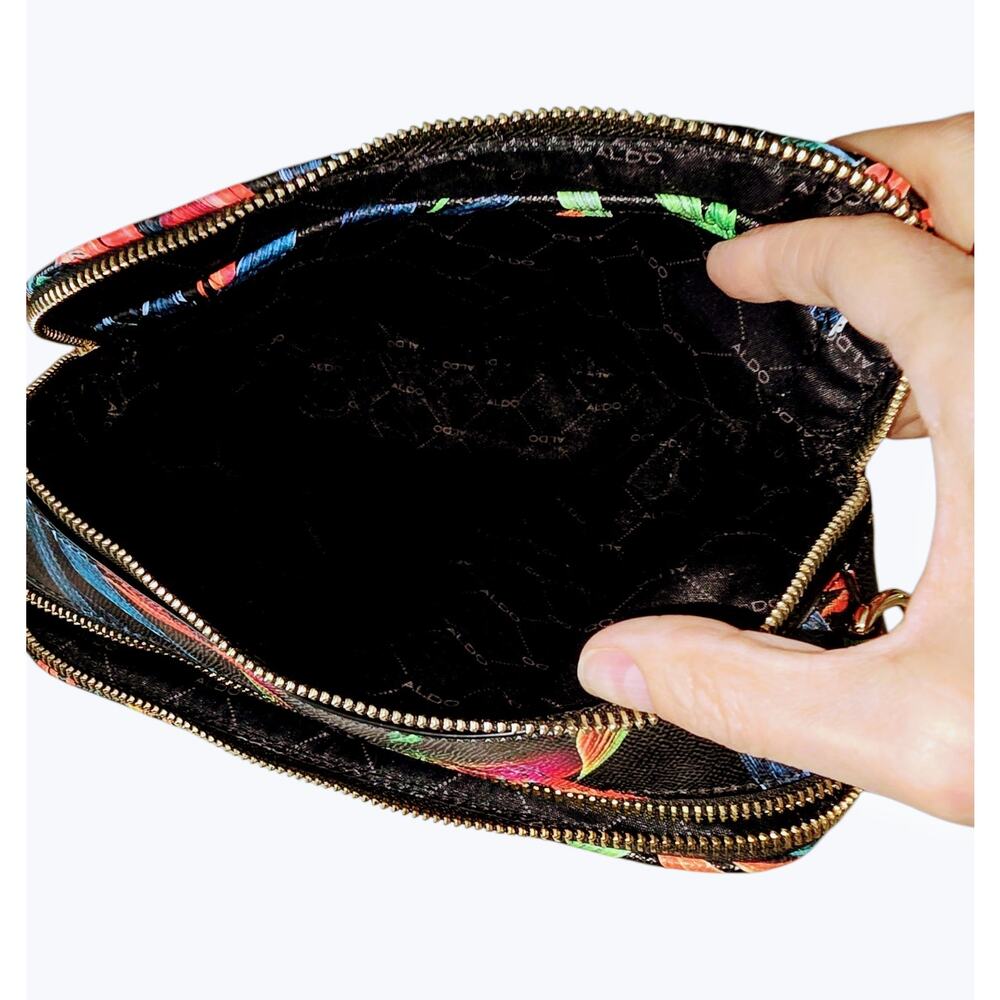 ALDO Tropical Crossbody Bag NWOT – Floral Print, Double Zip, Tassel, Chain Strap - Picture 9 of 9